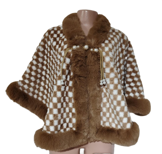 Printed Fluffy Poncho