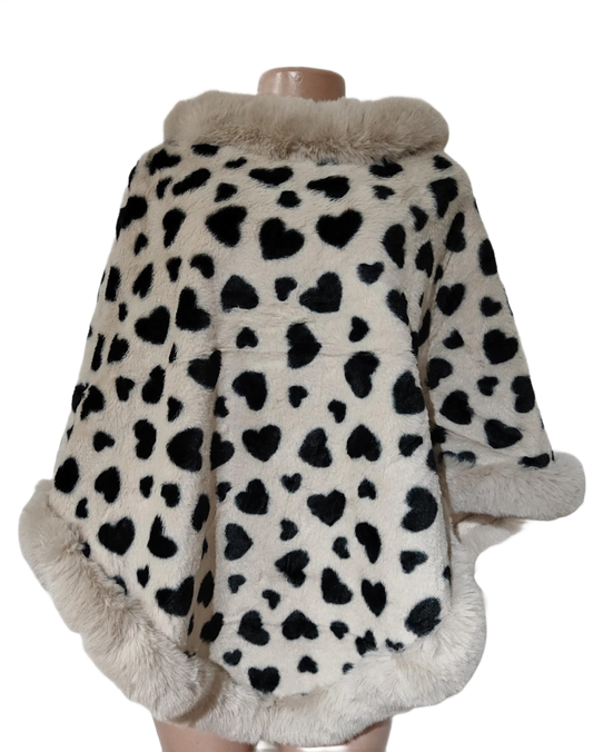 Printed Fluffy Poncho