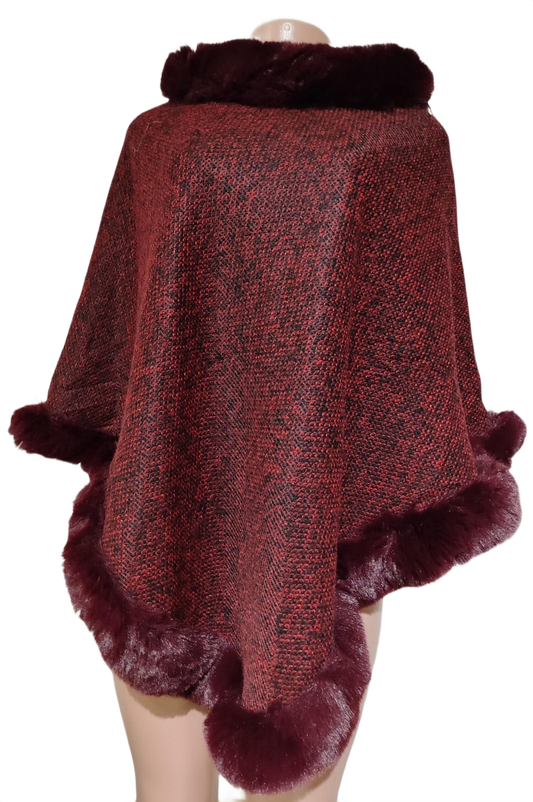 Printed Fluffy Poncho